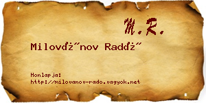 Milovánov Radó névjegykártya